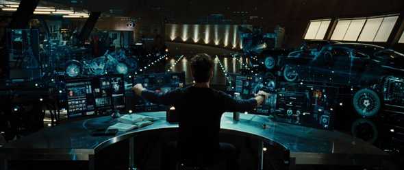 Tony Stark working with Jarvis